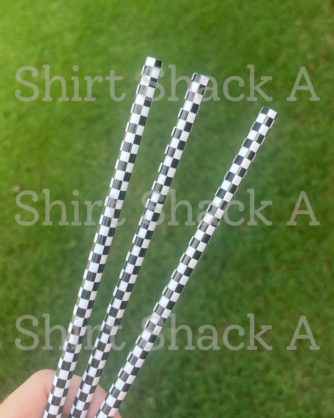 Checkered (Black & White) Straws (3 pack)